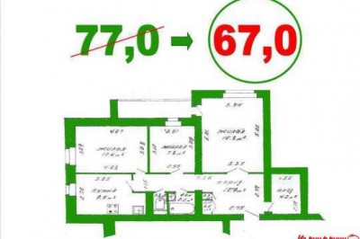 3-комн.  квартира,  Воронянского ул,  13,  1/13,  площадь:  общая 67,6 кв. м.,  жилая 37,2 кв. м.,  кухня 9,5 кв. м.,  с/у разде