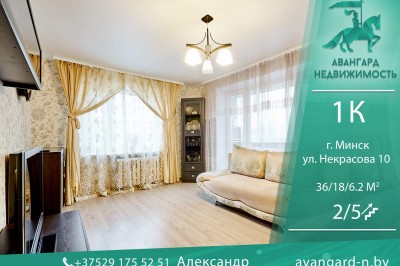 1-комнатная квартира по ул. Некрасова, 10 в тихом центре